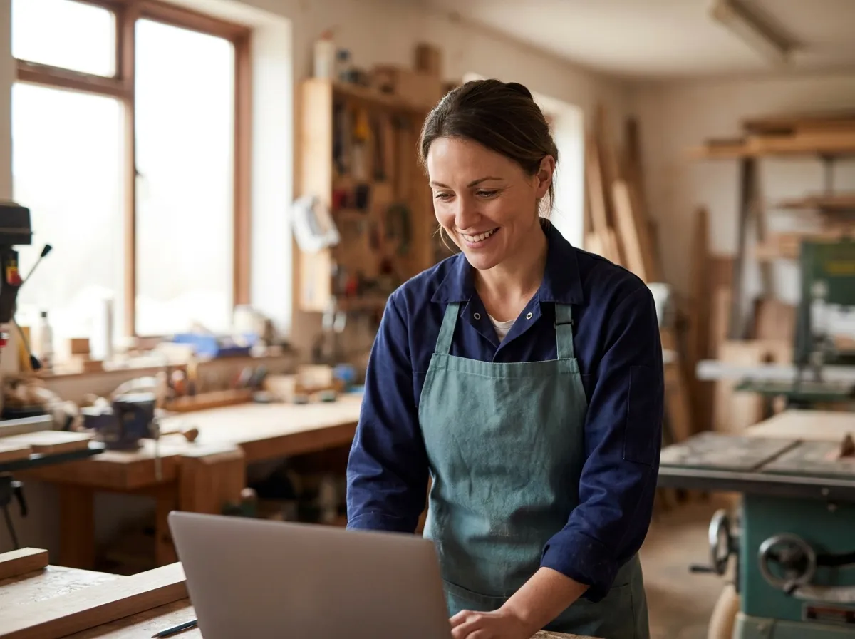 A small business owner using their AI assistant