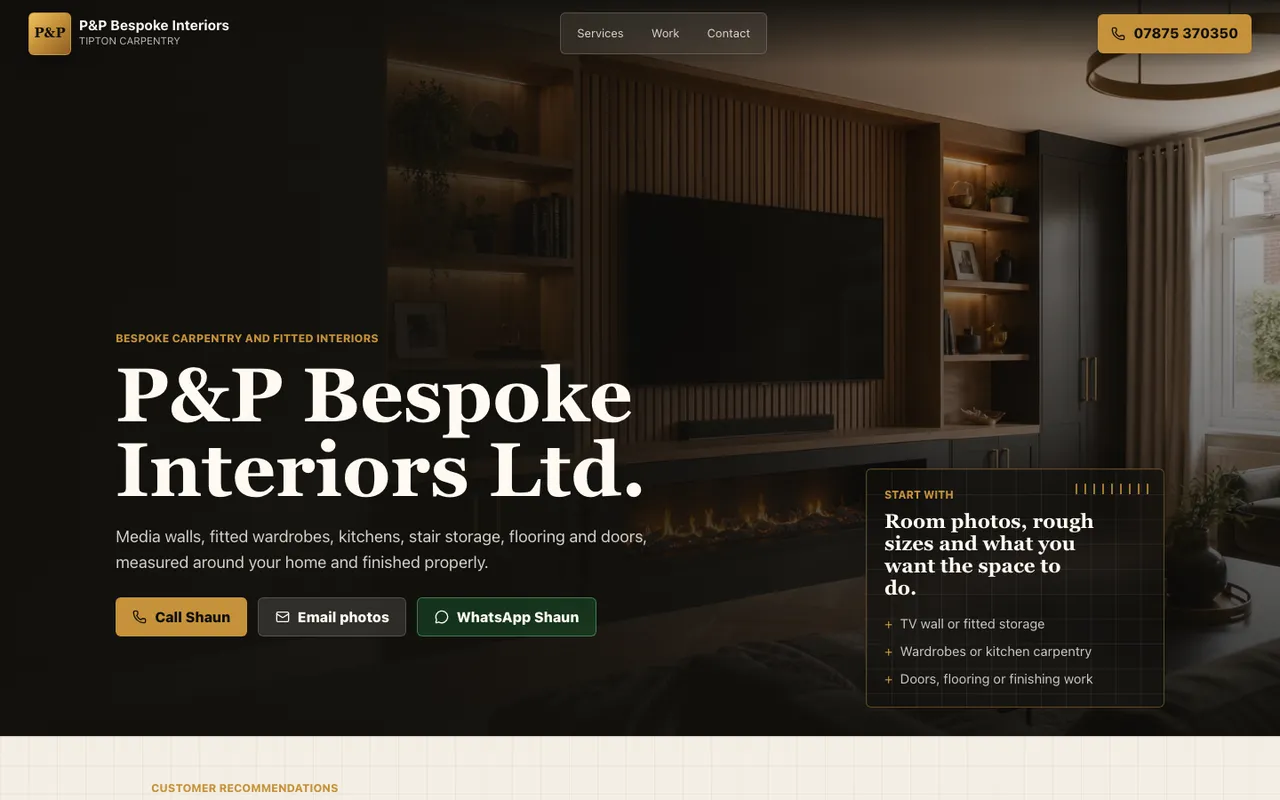 P&P Bespoke Interiors website